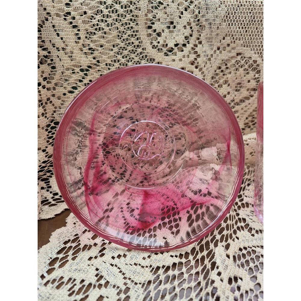 Kosta Boda Mine Bowl & Tumbler in Pink Swirl UHV Glass - Swedish Glass - Picture 4 of 8